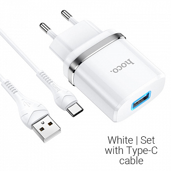 Зарядное устройство HOCO N1 Ardent Type-C, 2.4A, белый