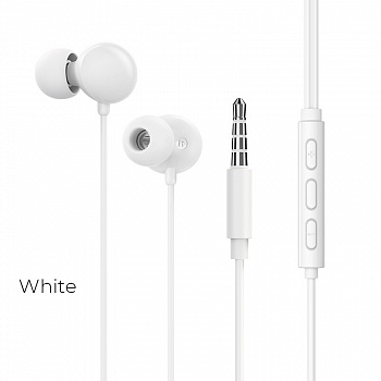 Проводные наушники BOROFONE BM45 Sound, Jack 3.5mm, 1.2 м, Белый, контроллер с микрофоном