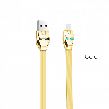 Кабель Hoco U14 Steel man, USB - USB Type-C, 1.2 м, золотой