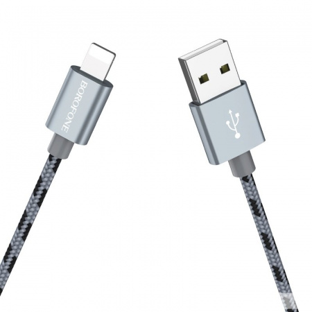 Кабель Borofone BX24 Ring current, lightning, 1 м, серый